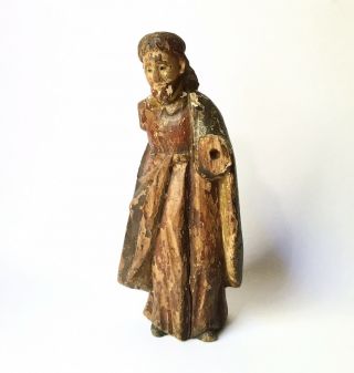 Antique 18th - 19th C.  Spanish Colonial ? Carved Wood Santos Figure Of Jesus 10”