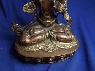 19th C Antique Chinese Gilt Bronze Buddha Two Metal Finish 8 1/4 
