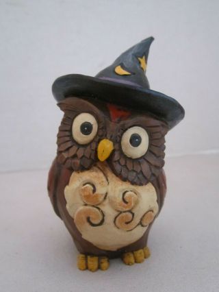 Vintage Jim Shore Owl With Witches Hat Halloween.  4 " Tall.  Wise Figurine