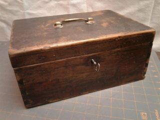 Antique Pine Document Box Dovetailed 1870s W/ Lock And Key