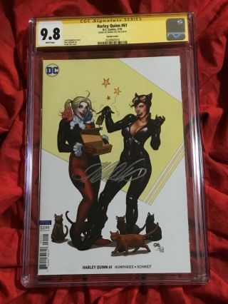 Cgc Ss 9.  8 Harley Quinn 61 Catwoman Mouse Trap Variant Signed By Frank Cho Dc
