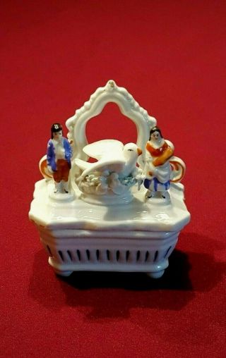Antique Victorian China Fairing ‘dressing Table’ Trinket Box