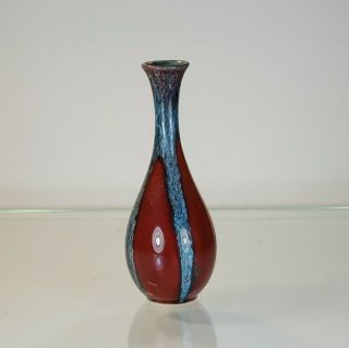 Paul Milet Sevres France Art Vase In Blood Red And Blue Colors Marked 6 Inches H