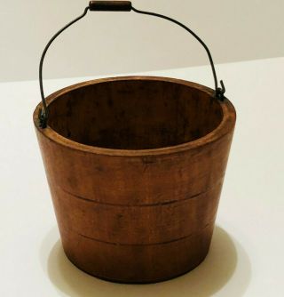 Antique Treen Bucket Bale Handle Miniature Primitive Wooden Pail Salesman Sample