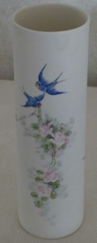 Lenox American Belleek Vase - Bluebirds Theme - Artist Signed