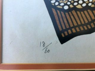 RARE VINTAGE JAPANESE WOODBLOCK PRINT SIGNED by YOSHITOSHI MORI c1968 18/60 3