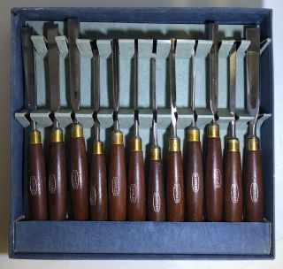 Vintage Marples Set Of 12 Wood Carving Tools Sheffield Steel Blades 60