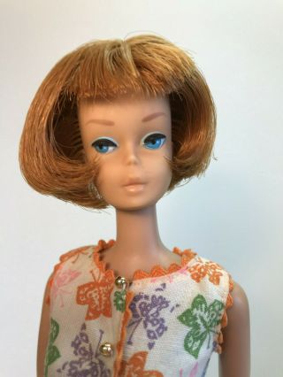 Vintage 1965 American Girl Barbie Doll With Vintage Dress And Shoes