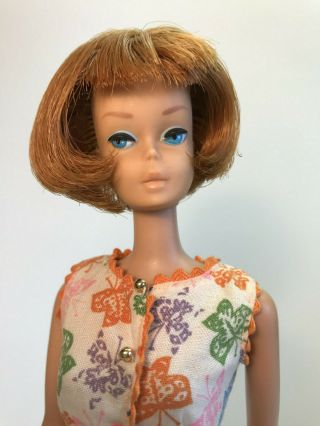 Vintage 1965 American Girl Barbie doll with vintage dress and shoes 2