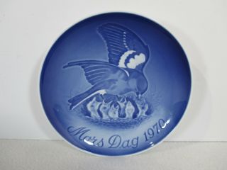 Bing Grondahl Mothers Day Plate Birds Nest Vintage 1970 Mors Dag Blue White