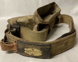 Vintage American Bridge Ironworkers Tool Belt,  Pouch Dated 1959 Heavy Duty,  Nr
