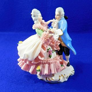 Dresden Lace Figurine Karl - Heinz Klette Man Woman Couple Dancing Vintage German