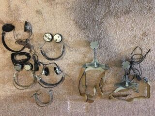 4 Vintage Headsets & 2 Rare Western Electric Chest Microphones Model D14293