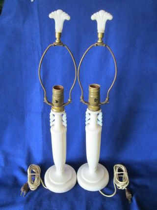 Vintage Aladdin Alacite Opalescent Glass Electric Boudoir Lamps 23”