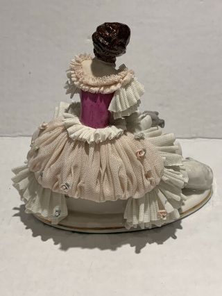 Antique Dresden Porcelain Group Of a Girl With Greyhound 3
