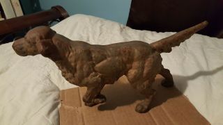 Antique Hubley Cast Iron Irish Setter Hunting Dog Art Statue Solid Finale Value
