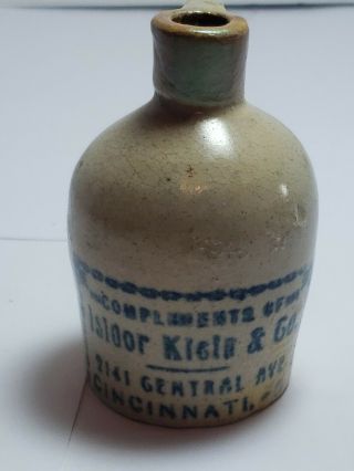 Antique Mini Stoneware Advertisement Jug Isidor Klein &company Cincinnati Oh