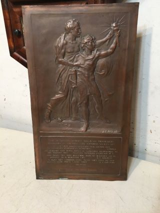 Rare J E Roine Copper Relief Plaque Award Algernon Sydney Sullivan Medallion