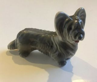 Antique Small Goldscheider Wien Skye Terrier Dog Figurine 3.  5 In.