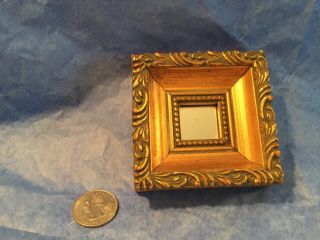 L40 Vintage Miniature Ornate Gold Frame Mirror Wall Wood - Euc