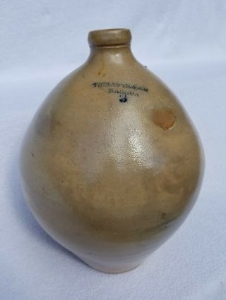 Early Nashua,  Nh 3 Gallon Ovoid Stoneware Jug T.  Crafts.  &.  Co / Nashua,  C.  1830s