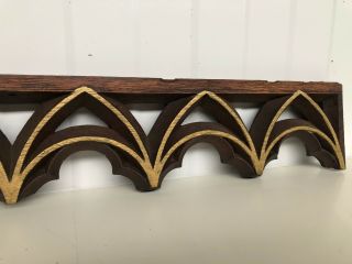 Gilt Gothic Tracery/pediment Carved In Wood (2)