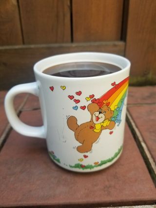 1983 Earthy Endeavors Teddy Bear/rainbow Love Is A Ride On A Rainbow Coffee Mug