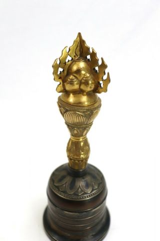 Antique Japanese Guilt Bronze Vajra Kongorei Sankorei Buddhist Bell 3
