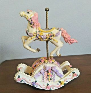 Vintage Rocking Carousel Horse Ceramic Resin Music Box