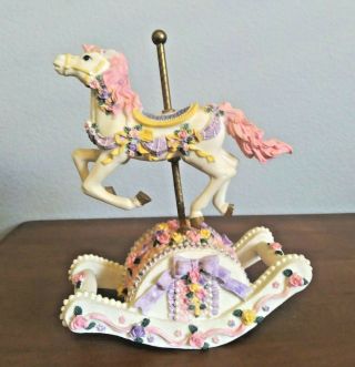 Vintage Rocking Carousel Horse Ceramic Resin Music Box 2
