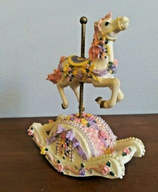 Vintage Rocking Carousel Horse Ceramic Resin Music Box 3