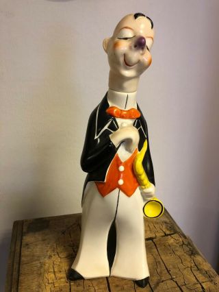 Goebel Art Deco Clown - Saxophonist German Figurine Porcelain Bottle 1920’