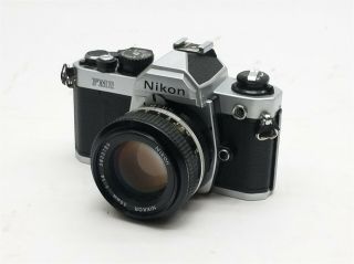 Vintage Nikon Fm2 35mm Slr Film Camera Body W/ Nikkor 50mm 1:1.  4 Lens