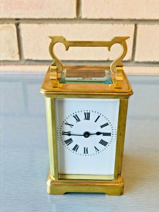 Vintage R & Co Paris French Brass Carriage Clock 8d Timepiece Only