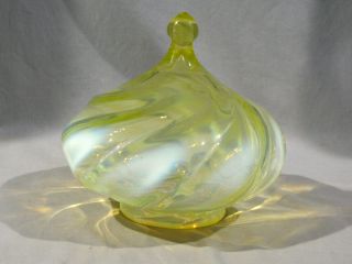 Antique Vaseline Glass & White Opalescent Lamp Light Shade - John Walsh