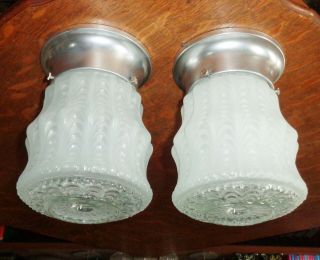 Theater Glass Ceiling Wall Sconce Fixtures Set Of 2 Vintage Art Deco