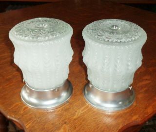 Theater Glass Ceiling Wall Sconce Fixtures Set of 2 Vintage Art Deco 2