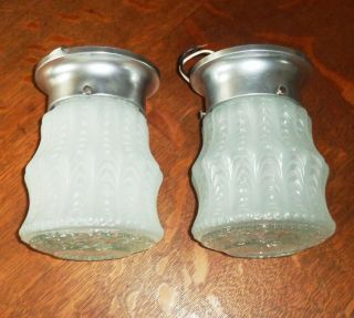 Theater Glass Ceiling Wall Sconce Fixtures Set of 2 Vintage Art Deco 3