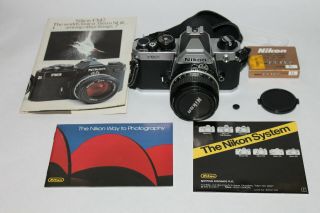 Vintage Nikon Fm2 Film Camera Slr 50mm 1:1.  8 Lens