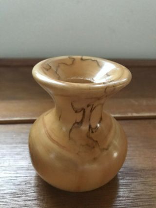 Estate Carved Wood Wooden How’s Your Aspen Small Vase – 3.  25 Inches High X 2 And