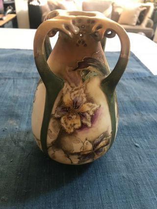 Antique 7 " Amphora Turn Teplitz Rstk Floral Vase In