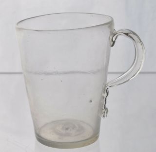 Antique Blown Flint Glass Mug With Applied Handle Late 18th Century