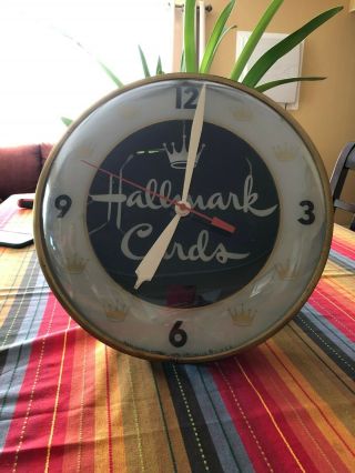 Antique Vintage 1956 Pam Co.  Hallmark Wall Clock Rounded Glass/lighted