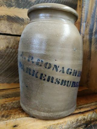 A P Donaghho Parkersburg W Va.  Stoneware Wax Sealer Jar.  Wonderful Primitive