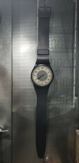 Vintage 1988 Black Swatch Swiss Watch Wall Clock Maxi Giant Large Huge Rare