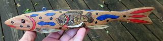 Vintage Rare Jay Mcevers Natural Wood Painted Sunfish Totem Fish Decoy