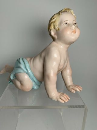 Capodimonte Italy Painted Porcelain Blonde Toddler Child Piano Baby Figurine