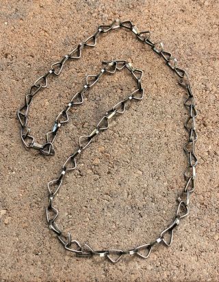 Spectacular Large Vintage Old Pawn Hand Made Navajo Sterling Silver Chain 34 "