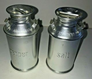 Vintage Metal /aluminum Milk Cans Jugs Salt And Pepper Shaker Set Hong Kong