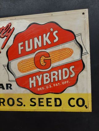 1950s Vintage Funks G Hybrids Embossed Metal Sign Farm Corn Feed Seed Old Barn 3